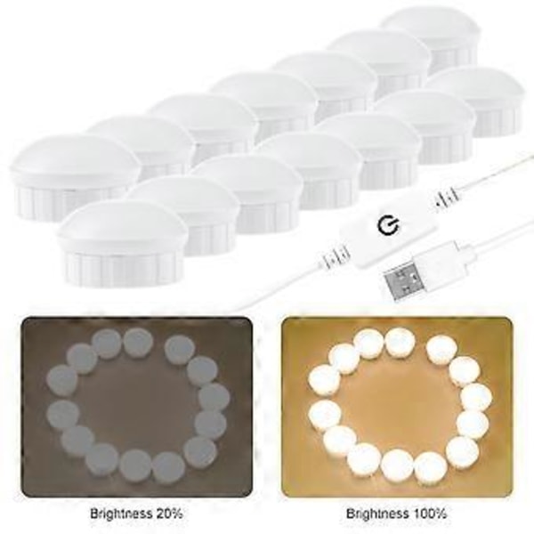 3 Färger Sminkspegel Lampa LED Professionell Tryck Dimning Sminkbord Vanity Lampa USB Glödlampa Smink Spegel Lampor-C