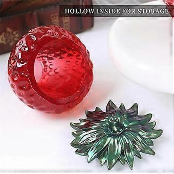 2 STK Jordbærkrukke Resin Form med Låg, Sød Opbevaringskrukke Silikoneform til Epoxy Resin, Smykkeskrin Beholder Resin Form