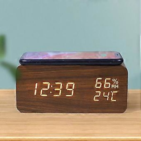 Digital Väckarklocka, Temperatur- och Luftfuktighetslarm LED Elektronisk Klocka Smartphone Trådlös