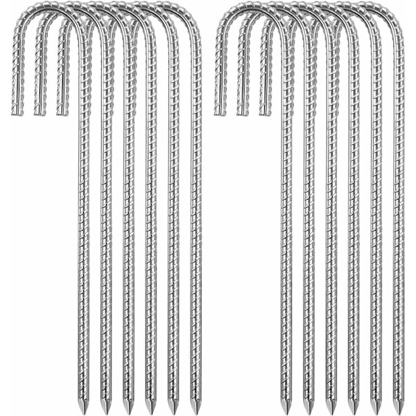 Galvanized Tent Stakes 12 Pieces Camping Tent Ground Anchor Tent Accessories for Camping Tent Swing Trampoline Awnings (8mm x 30cm)