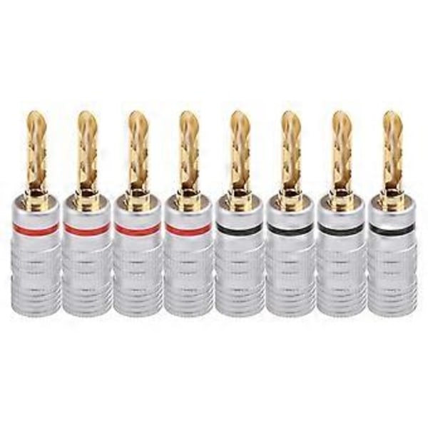8 st Guldpläterade Koppar BFA 4mm Banankontakt Adapter Högtalarkontakter