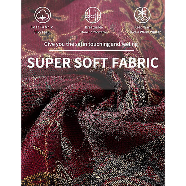 Kvinnors Scarves Oversized Lyxig Vinter Scarf Vändbar Paisley Sjal För Damer