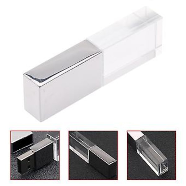 Transparent LED Metall USB-minne Flash Drive 32GB USB-minne Disk 16GB