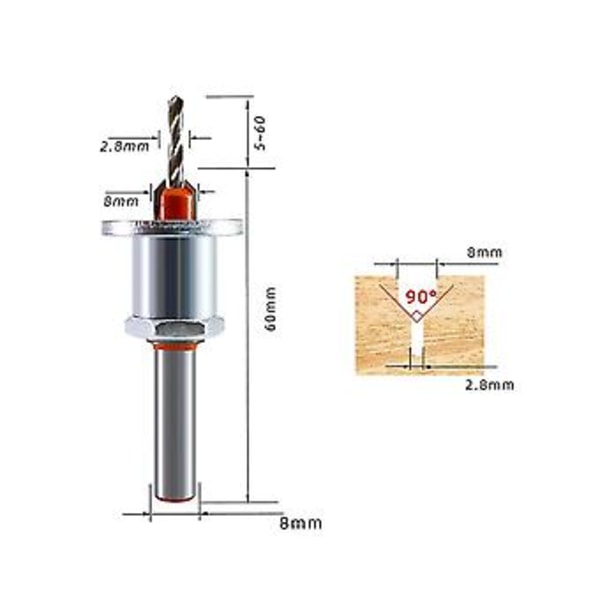 4st 2.8-3.5mmx8mm Hss Bläck Bit Router Bit Skruv Ctor