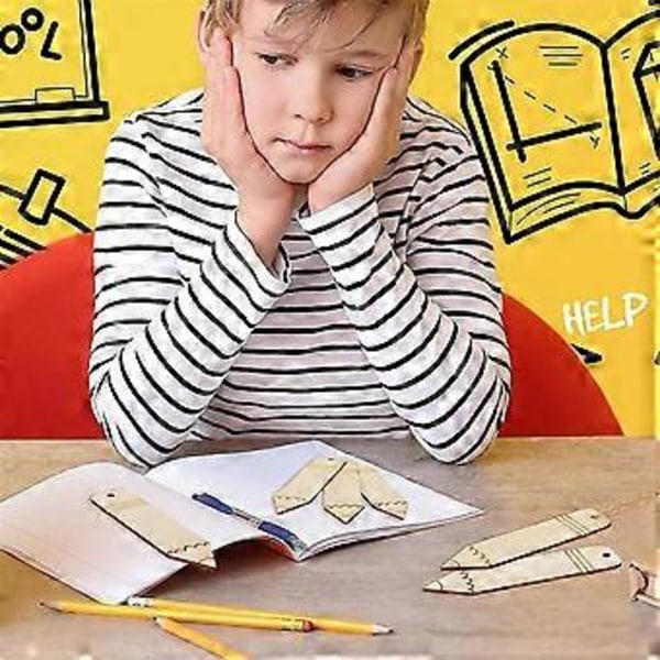 100 kpl tyhjiä puisia kirjanmerkkejä naruilla ja rei'illä, DIY-kirjanmerkkejä ystäville ja askartelun ystäville kouluun, toimistoon, lahjaksi