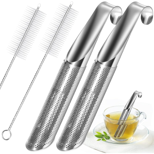 Tea Infuser Stick Pipe - 2-pack med borstar, rostfritt stål