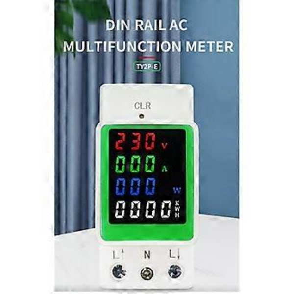 6-i-1 100A AC160-275V Spänning Ström KWH Elektrisk Energimätare VOLT AMP Voltmeter Amperemeter Wattmeter Din-skena