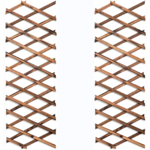 Set med 2 utvidbare espalier i tre for klatreplanter - Veggdekorasjon for terrasse og hage
