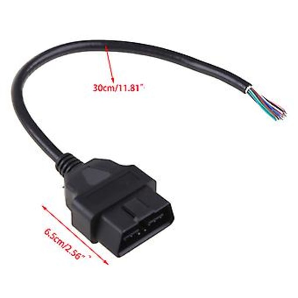 30cm Längd OBD2 16Pin Hane Kontakt Adapter Öppningskabel Anslutning För ELM327