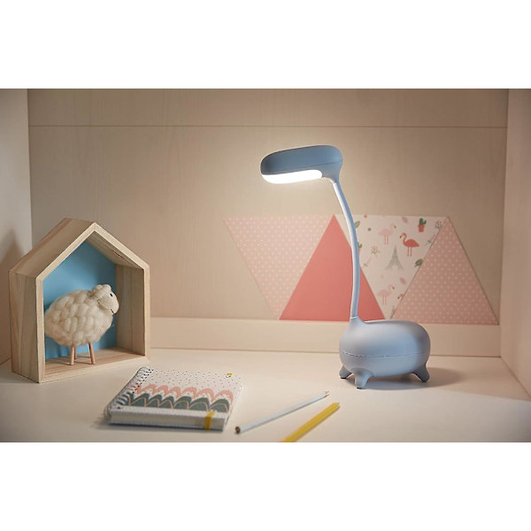 Skrivbordslampa för barnkammare Giraff Dimbar, med batteri och USB, plastmaterial, 2,5 W, blå