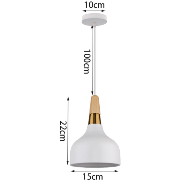 Moderne Pendellampe Armatur Metal Træ Hængende Loftlampe Indendørs Lysekrone Hvid