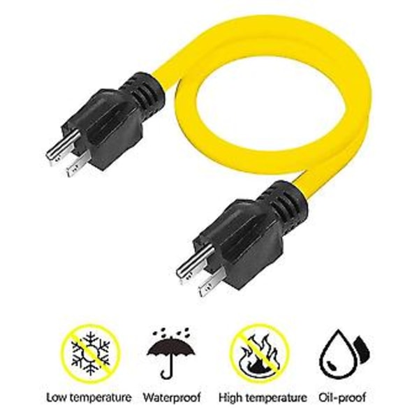 Urosjatkojohto, matkailuauto- ja generaattorisovitinjohto, 5-15p siirtokytkimelle, 12awg 125v kaksoisuros