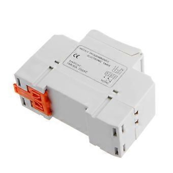 DIN-skinne for tidsrelébryter Digital LCD Strøm Programmerbar Timer for DC 12V N