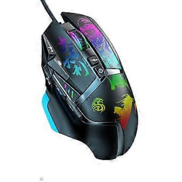 RGB Gaming Mus Ledningsført Ergonomisk Computermus med Chroma Baggrundsbelyst 6400DPI Justerbar USB PC Mus til Windows Spil