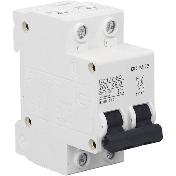 DC-kredsløbsafbryder Overbelastningsbeskyttelse Magnetisk system PV-kredsløbsafbryder 2P 1000V 20A