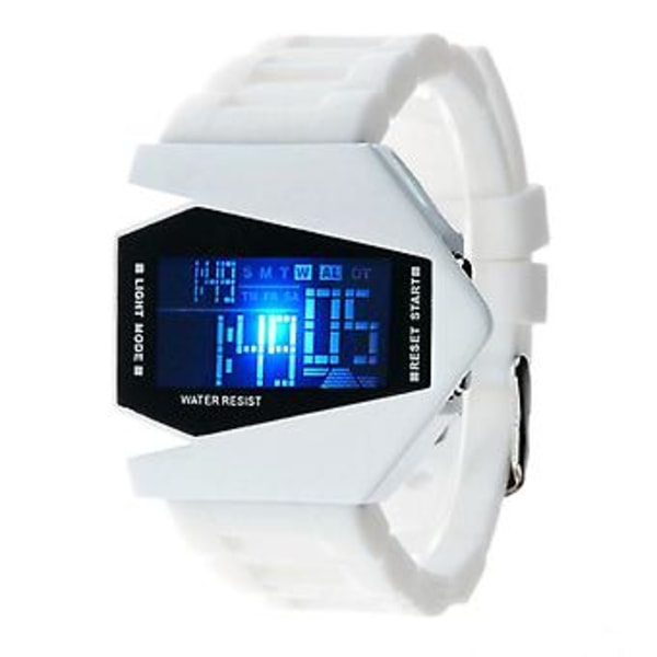 Unisex LED Fly Digitalur: Multifunktionelt Farverigt Design til Moderigtige Mænd og Kvinder i Hvid