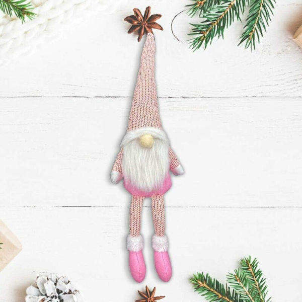 Handgjord tomtedekoration gnom julfigur julgransprydnad för jul, bröllop och festdekoration (rosa)-Fei Yu