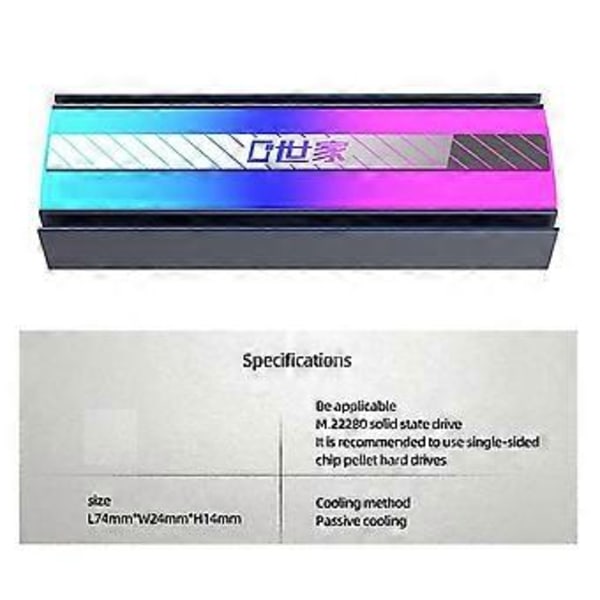 M.2 NVME SSD Kylfläns 5V 3Pin ARGB Färgade Lampor M.2 SSD Kylare 2280 Solid State Drive Kylare