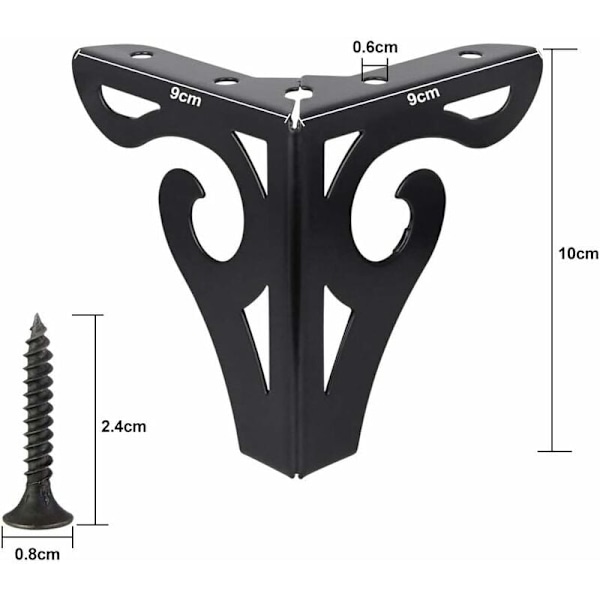 4 stk. møbelben 4 tommer/10 cm moderne sofaben i metal trekant møbelfødder TV-stativ og skabsben bordben DIY-udskiftning med Scr