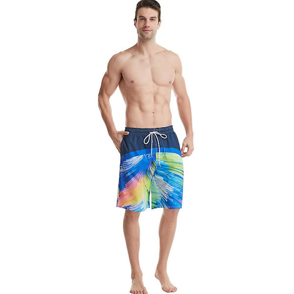 Sommer Herre Hurtigtørrende Strandbukser Fem-punkts Badebukser 3d Tryk Store Casual Shorts M