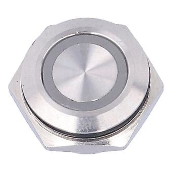 5 st Momentan Tryckknapp Metall Självåterställande Ultratunn Vattentät med LED 16mmDC12~24V Gul