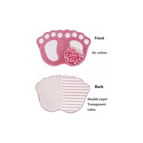 Stor fotmönstrad halkfri badrumsmatta för badrum dusch absorberande - Rosa 40 x 60 cm - Fei Yu