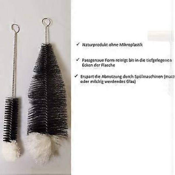 Flaskebørste for rengjøring av glassflasker, med ull for babyflasker, bobleflasker og drikkeflasker