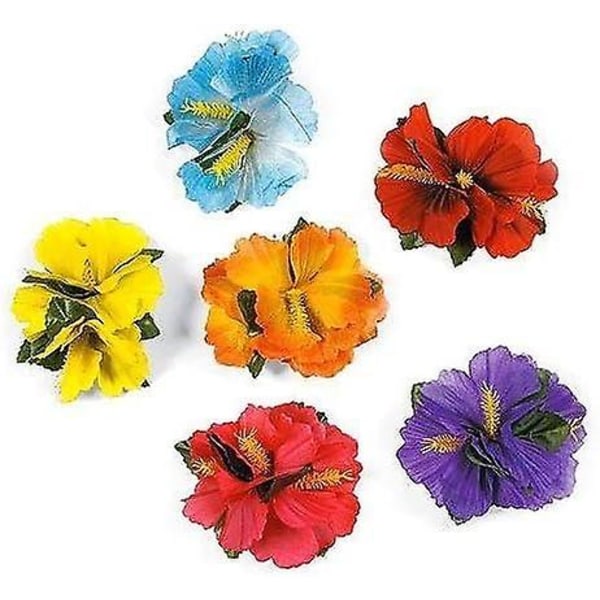 Hula Girl Hibiscus Color Assorted Flower Island Theme Hårspenner Event Decoration Supplies (12 pakke)