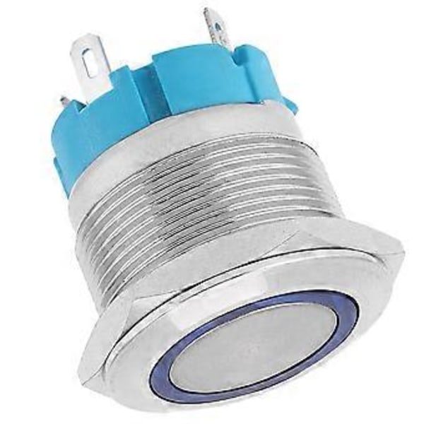 2 KPL 4-nastainen itselukittuva painonappikytkin rengasvalolla 22mm IP65 laivojen ja autojen modifiointiin (sininen 12~24VDC)