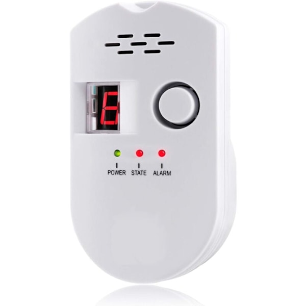 LPG/Naturgas/Kolljusdetektor, Plug-in Sensor Monitor med Ljudlarm och LED-display, för Metan, Propan, Butanbränsle