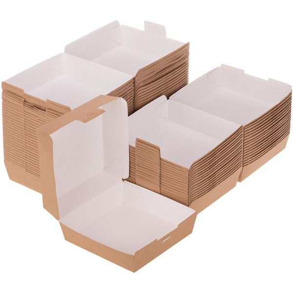 Boxes for hamburgers to take away in recyclable cardboard 50 units of 17.6 x 16.8 x 7.8 cm natural