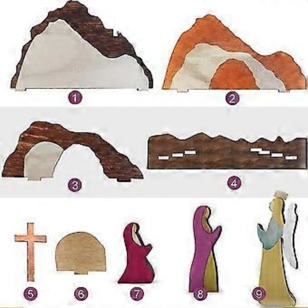 Påsk Uppståndelse Scen Set Ornament Påsk Trädekorationer Religiösa Vår Kristna Kors Hem Figurin Påskpyssel