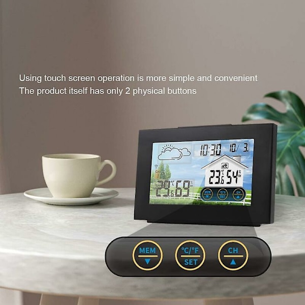 Digital trådløs vejrstation Indendørs udendørs termometer hygrometer med vækkeur barometer temperatur fugtighedsmåler med udendørs