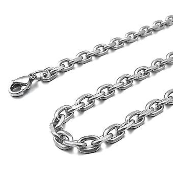Halsband i rostfritt stål med kristall, silver vargtand för män, kedja 58cm