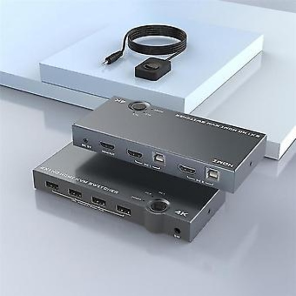 4k Kvm -kytkin Hdmi-yhteensopiva 2 sisään 1 ulos, 4k 60hz Usb-keskitinjakaja