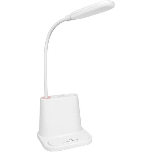USB-laddningsbar LED-skrivbordslampa med USB-utgångsport pennhållare 2 ljuslägen