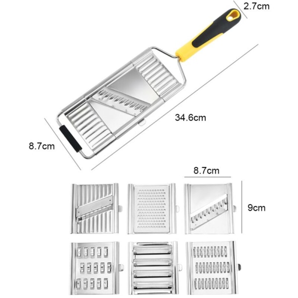 Multifunksjonell grønnsakshakker i rustfritt stål - Kutter og skiver grønnsaker, frukt, ost og sitron på kjøkkenet