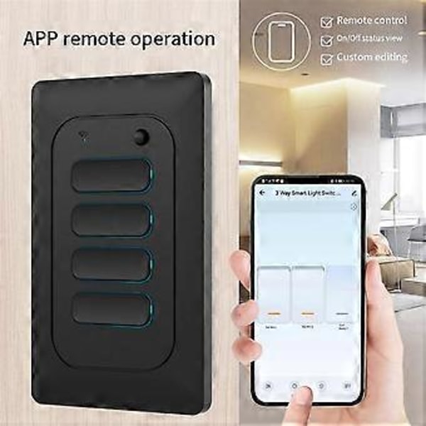 WIFI Smart Life Vegglysbryter Trykknapp Interruptor Vegglysbryter 4 Gang 120V