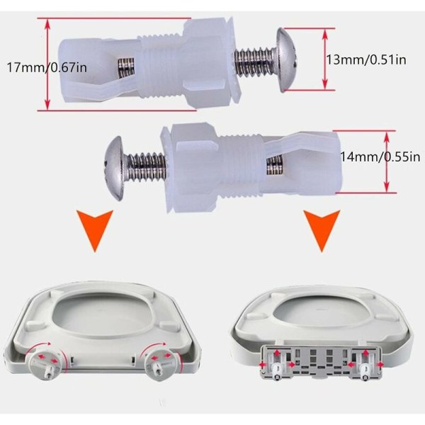 Toalettlock Expansionskruv Toalettlock Toppfästskruvar Toalettsits gångjärnsskruvar Rostfritt stål Sitsfäst Nylon Expansionskruvar Kit Toalettsits Passform