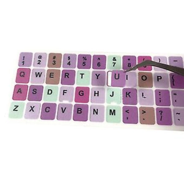 2 STK Engelske Tastaturklistermærker Macaron Farve Notebook Tastatur til Tastaturklistermærke