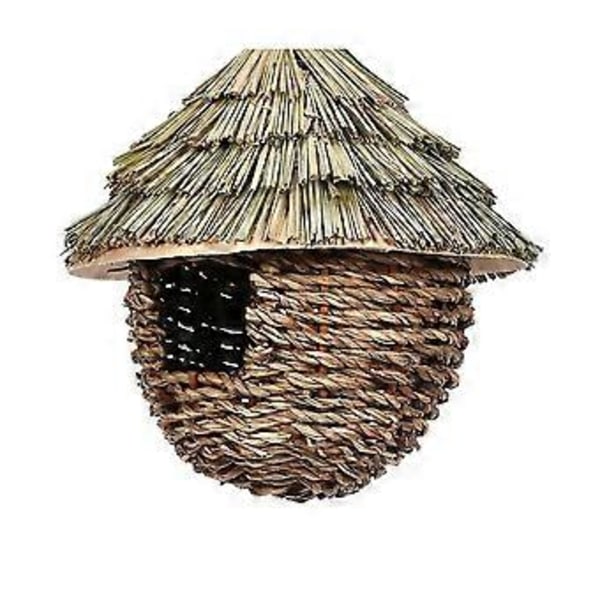 Fuglehus, 3 stk. håndvevde hengende kolibrihus for hekking, naturlig gressfuglrede for hage