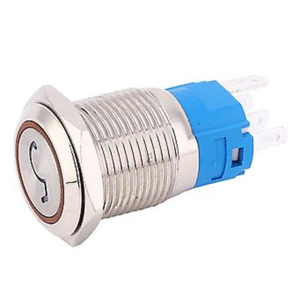 2 st 16mm Tryckknappsbrytare Rostfritt Stål Platt Huvud Ljus, Nummer 5 Skylt IP65 Gul 220VAC, Vattentät Momentan Brytare för Industri & DIY