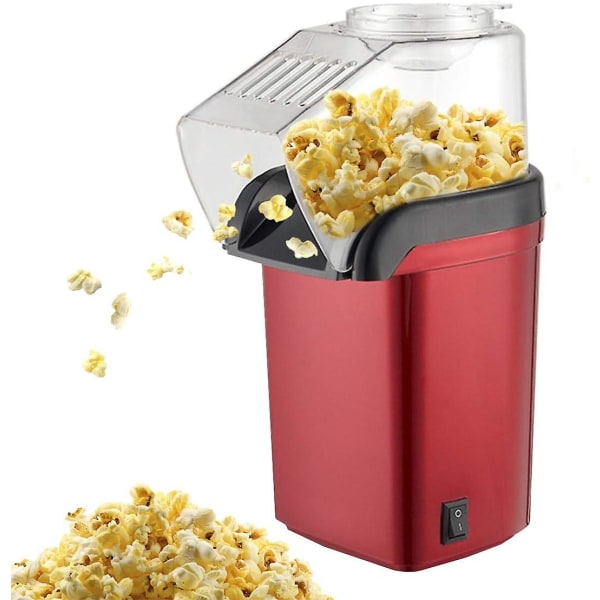 Popcornmaskin 1200W, Popcornmaskin, Popcornmaskin, Hälsosam Popcornmaskin med varmluft utan olja eller fett (röd)