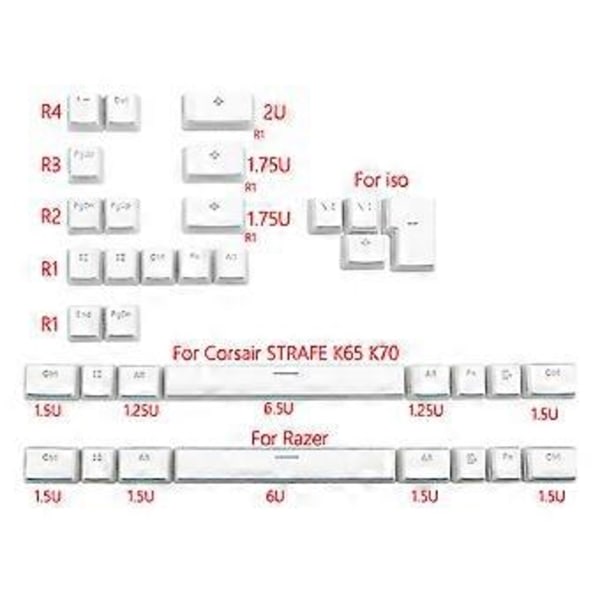 143-tasters RGB Keycap PBT Pudding Dobbel Hud Melkeskudd Bakgrunnsbelyst Taster for ANSI for Corsair K70 K65 K6 GH60 GK64
