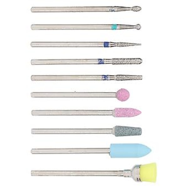 10 stk Neglepoleringshodesett Emery Quartz Armor Fjerner Eksfolierende Poleringshode Bokssett