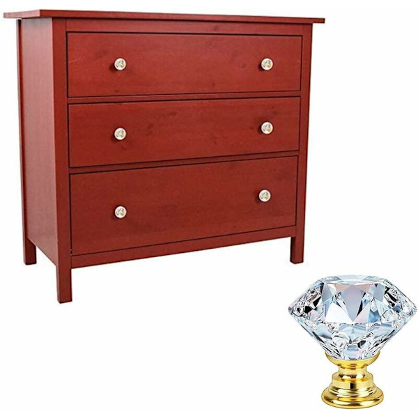 8 stk. skuffeknapper kommodegreb møbelknapper krystal 30mm zinklegering krystalglas knop håndtag garderobe træk håndtag møbelhåndtag (