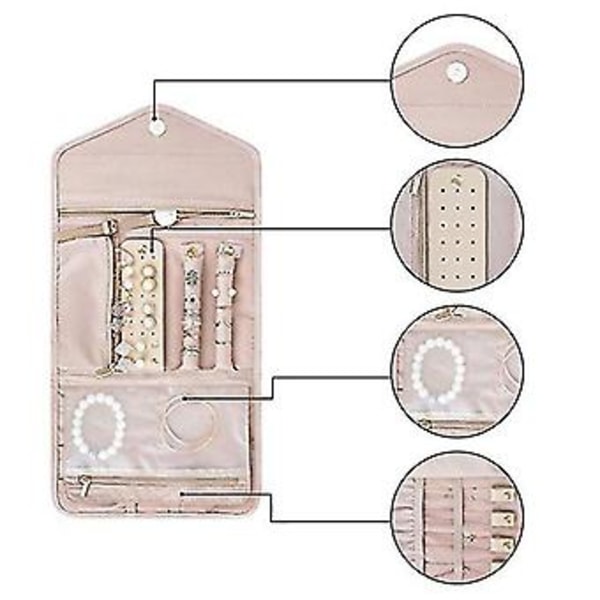 Rejse Smykke Organizer Rulle Foldbar Smykke Etui Til Rejse-ringe Halskæder Armbånd Øreringe P