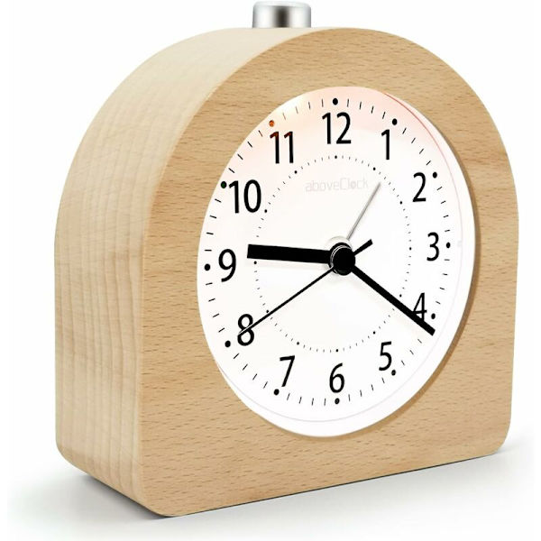 Vækkeur Batteridrevet Snooze-funktion Rejse Træ Lysende Vækkeur Stille Analog Vækkeur Ingen Tikkende Nåle Ur Stigende Lyd