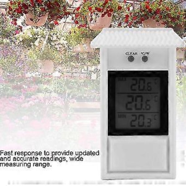 Inomhus Utomhus Termometer, Vattentät Digital Trådlös Temperaturmätare (vit)