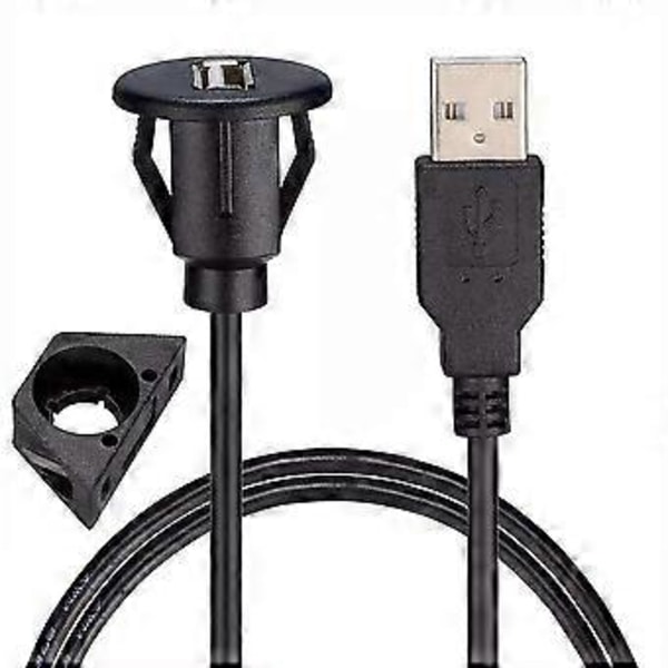 1m Sokkelkabel Usb2.0 Bilmontering Hann til Hunn Skjøteledning Dashbordpanel Firkantet Audio L